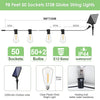 98 feet of 50 socket ST38 globe string lights with solar panels and waterproof bulbs