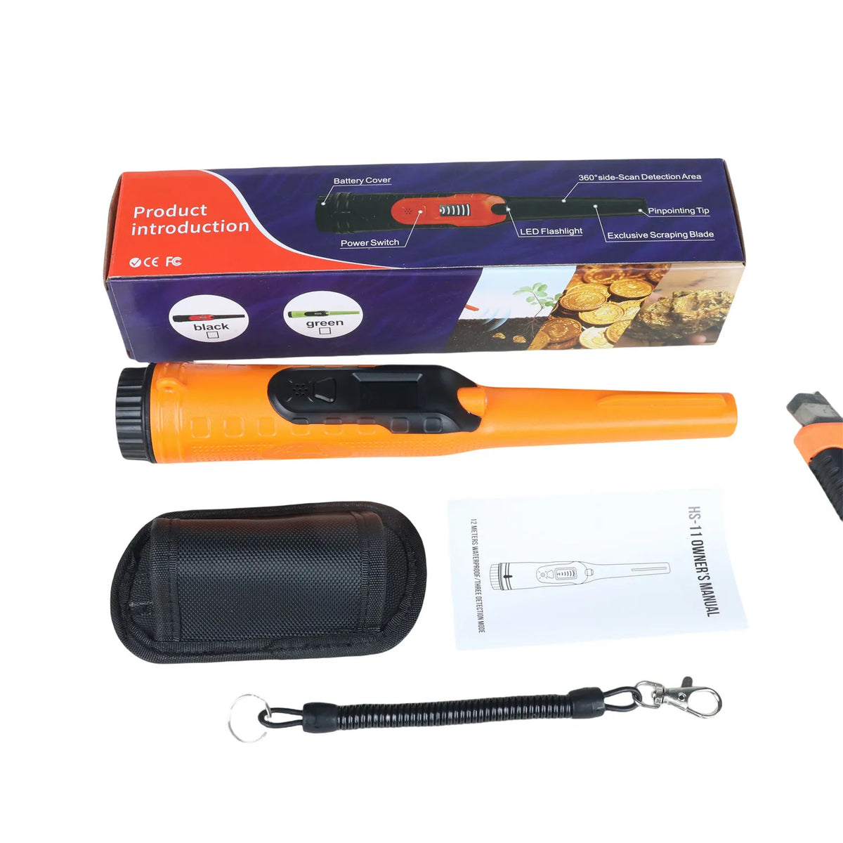 Un juego de herramientas pinpointer profesionales para detectores metálicos waterproof, incluyendo interruptor de potencia, l