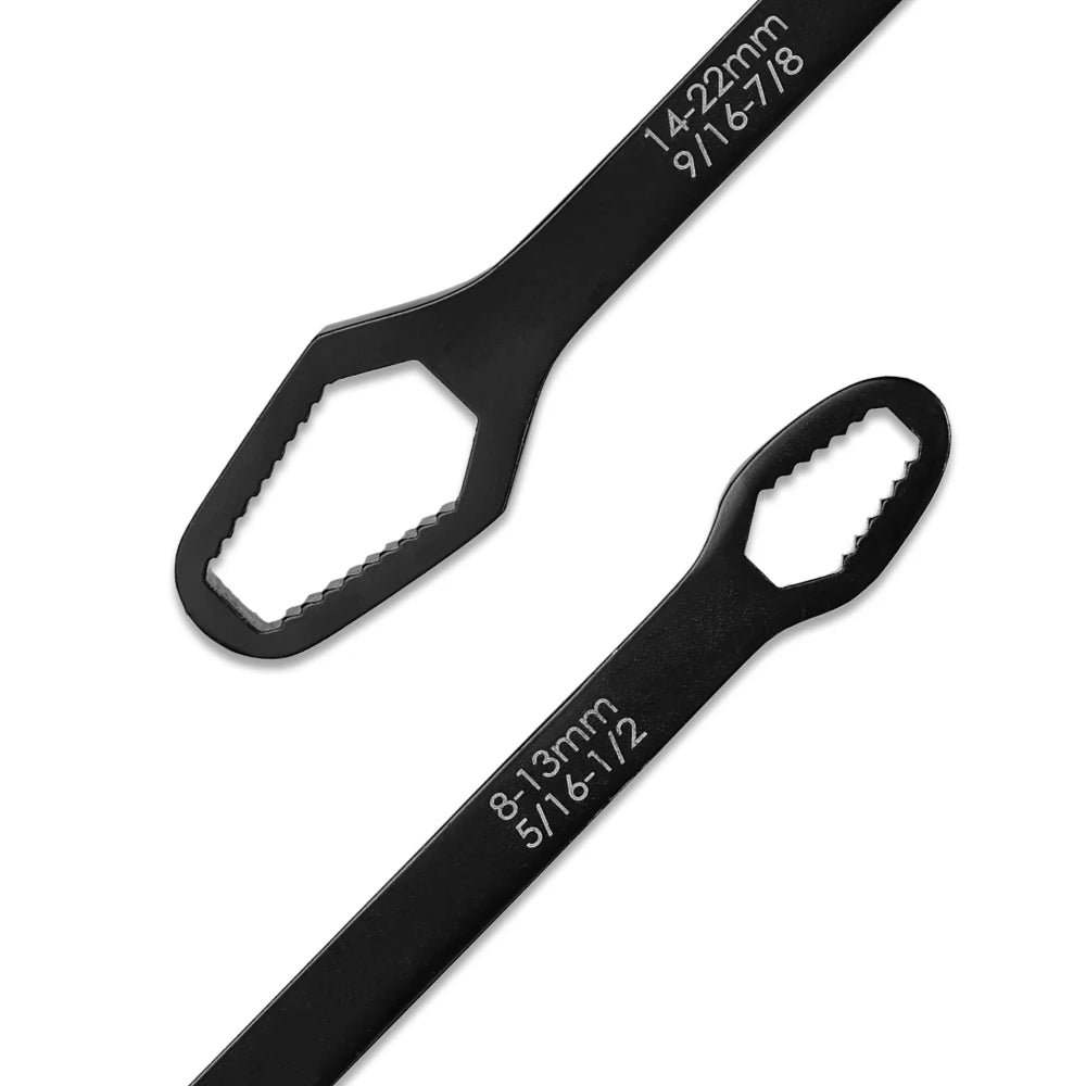 A pair of black universal Torx wrenches, one labeled 14-22mm and the other 8-13mm.