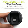 A hand holds a square drive tool adapter, demonstrating its fit for square-head screws.