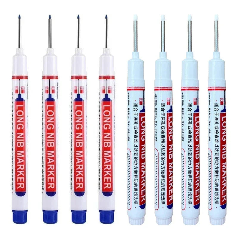 A set of long nib marker pens used for precision perforating and deep hole marking.