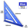 Blue metric triangle ruler measuring 17cm with 180mm sides and a 20mm depth.
