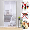 A modern sliding glass door with vertical mesh netting, showing a close-up of the netting and an insect proof warning.