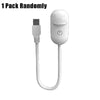 A white USB cable with a connector and a light-emitting device is shown.