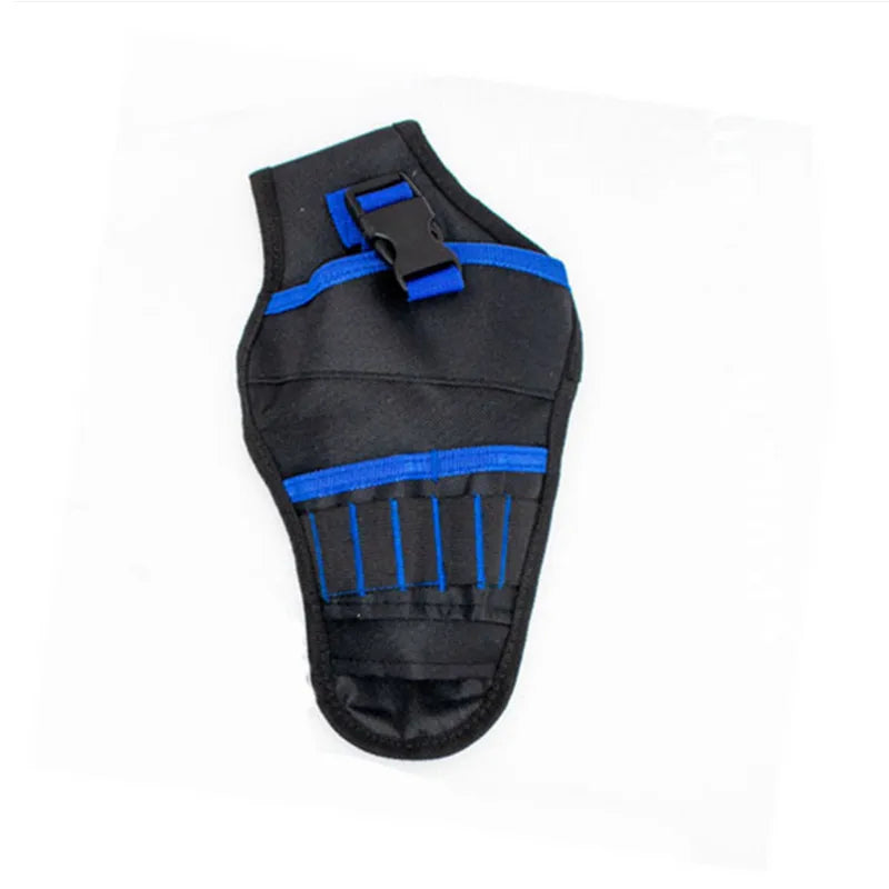Schwarzer tragbarer, robuster Bohrer-Holster-Werkzeugtasche mit blauen Akzenten