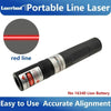 A black portable line laser module with a red line visible, designed for accurate alignment.