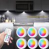 Ensemble de cinq lumières LED rondes RGB sous le meuble avec télécommande sans fil