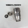 A silver airless spraying machine filter pump rod accessory with a separate disc and rubber rings.