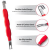 Red heavy duty automotive electrical disconnect pliers with a double-ended design and non-slip handles