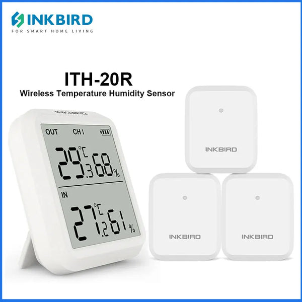 White INKBird ITH-20R wireless temperature and humidity sensor device