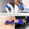 A blue plastic scraper tool used to remove labels and decals from various surfaces.