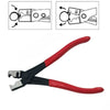A pair of red and black professional hose clamp pliers used for auto repair.