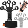 Black silicone finger and wrist strength trainer with various resistance levels