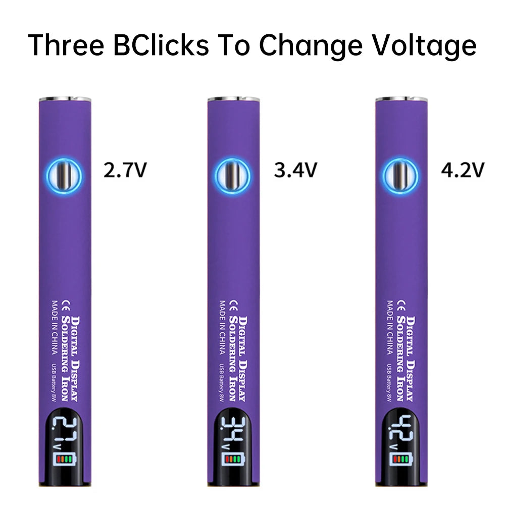 Pens with three BClicks to change voltage: 2.7V, 3.4V, and 4.2V soldering irons.