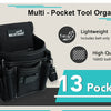 A black Multi Pocket Tool Organizer featuring 13 pockets and made with lightweight, high-quality ballistic fabric.