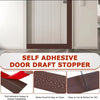 Self adhesive door draft stopper seal strips shown in various colors and installation methods