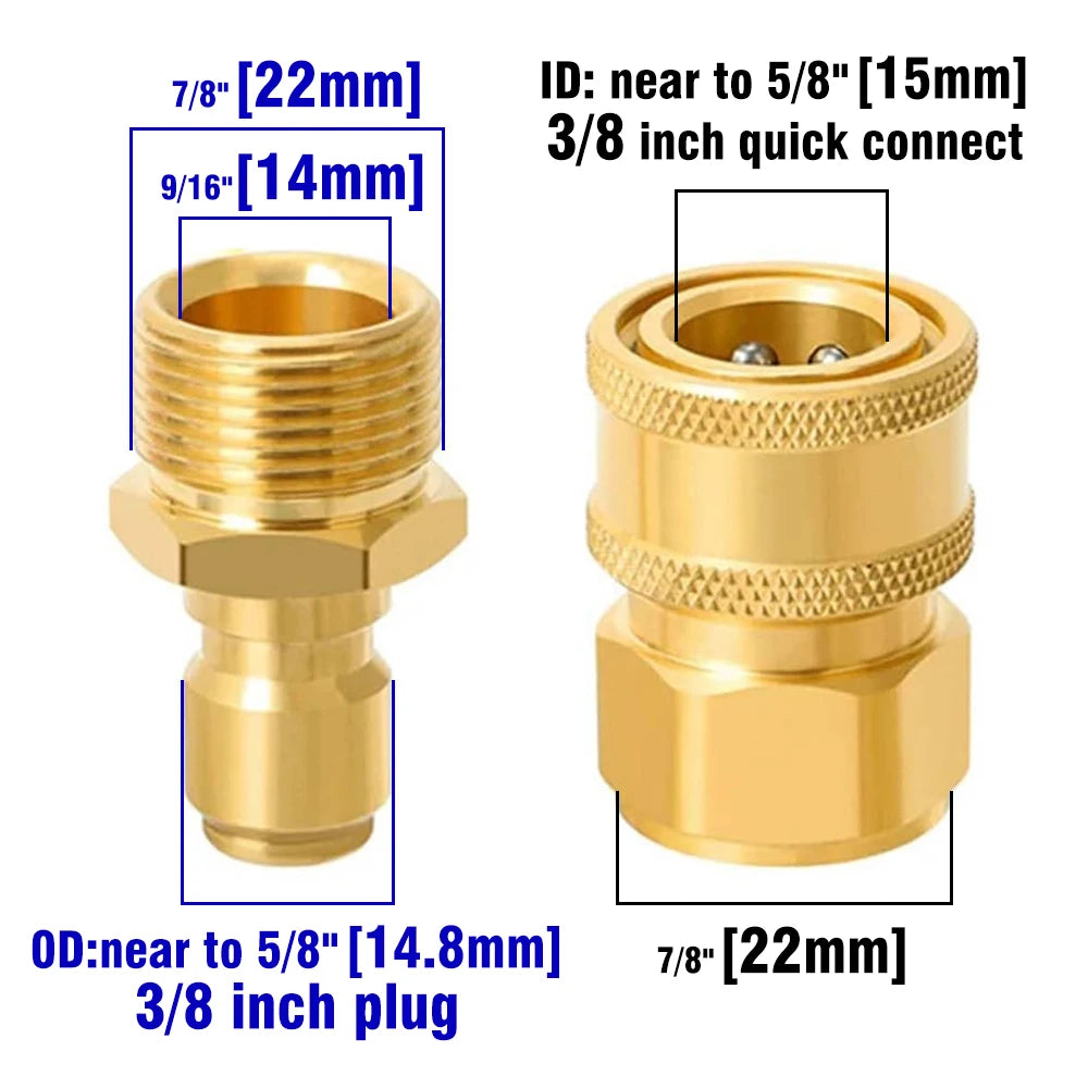 Set Messing-Schnellverschraub-Adapter und Stecker für Hochdruckreinigeranschlüsse