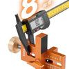 Gabarit d'installation de porte de cabinet avec dispositif de mesure et cadre en bois pour une installation précise.