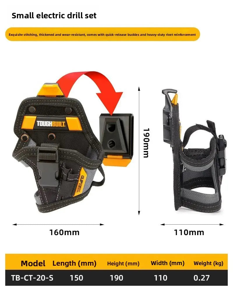 Small electric drill set with thick and wear-resistant stitching and heavy-duty rivet reinforcement