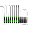 A set of precision car oil seal screwdrivers with 3mm rods and 150mm length, featuring black handles and green grips.