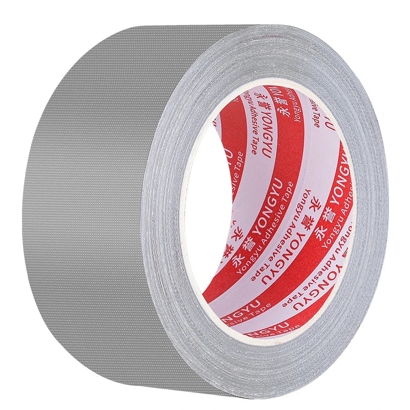 Roll of industrial grade multi-color adhesive cloth tape with red and white stripes