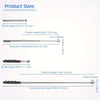 Diagram showing various shrink and stretched lengths of a telescopic magnetic gripper tool.