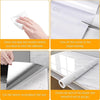 Instructions showing how to clean the surface, tear paper backing, and apply a pearlescent PVC self-adhesive sticker.