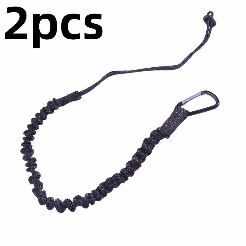 Two black adjustable elastic tow ropes for mountain biking