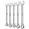A set of five silver universal ratchet torque wrenches for car and DIY repair.