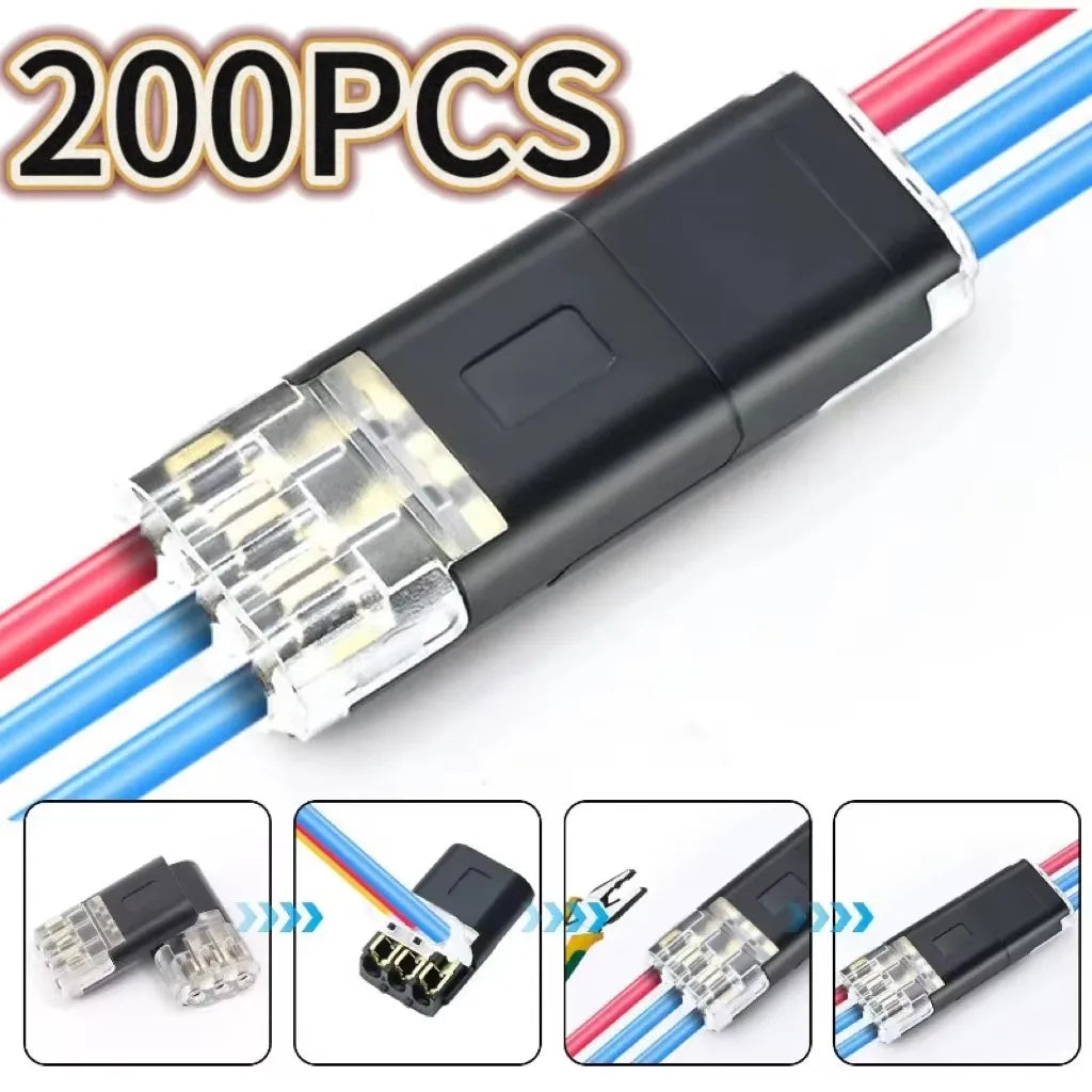 A set of 200 pieces of universal wire connectors with various colored wires for automotive and electronics applications.