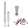 Stainless steel jewelry tools and bead grabber set including a long tool, a tapered tool, and small beads.