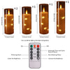 مجموعة شموع حاملة في زجاج كهرماني مع جهاز تحكم لميزات الإضاءة وشدة الضوء