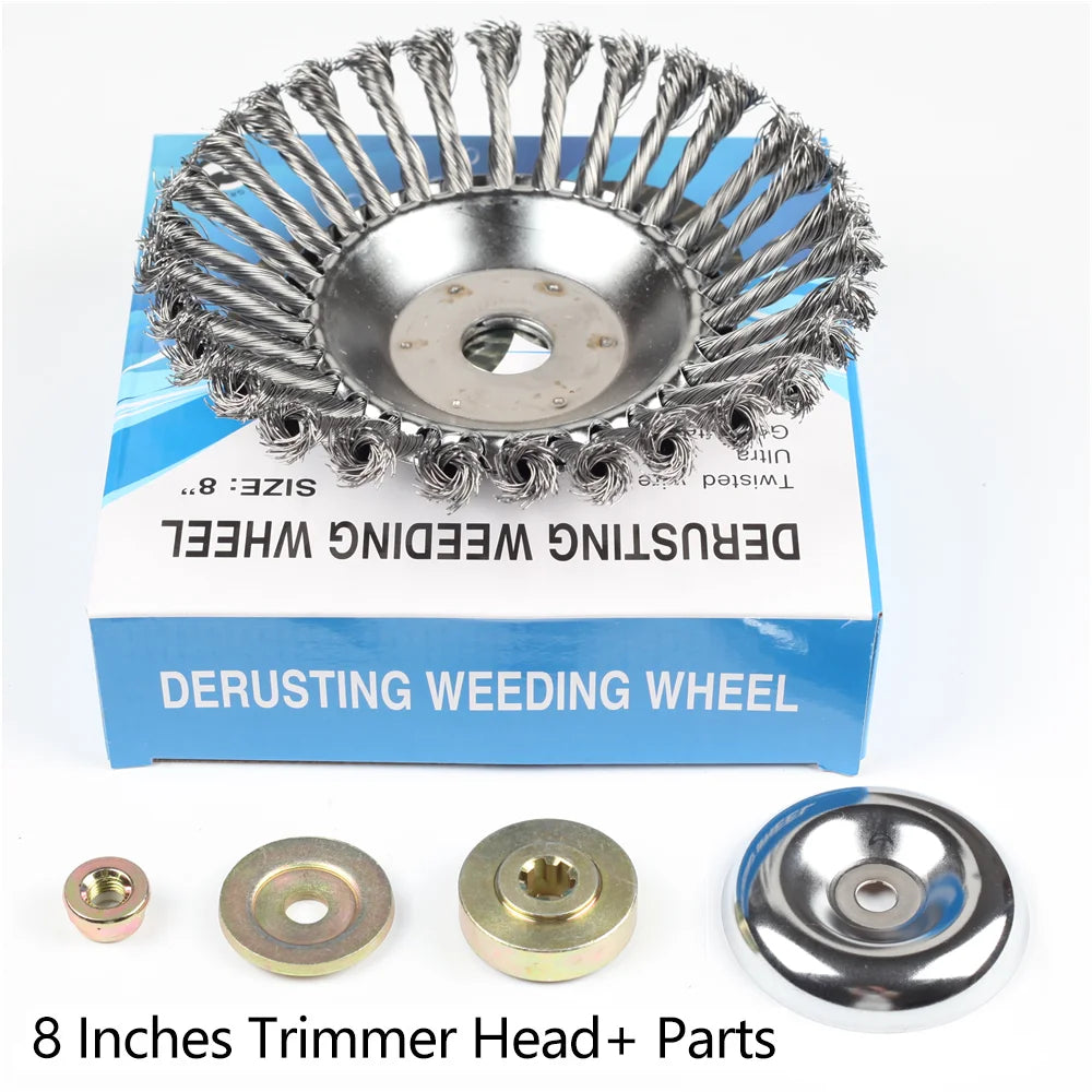 A set of 8 inches derusting wedding wheel trimmer head and parts for lawn mowers.