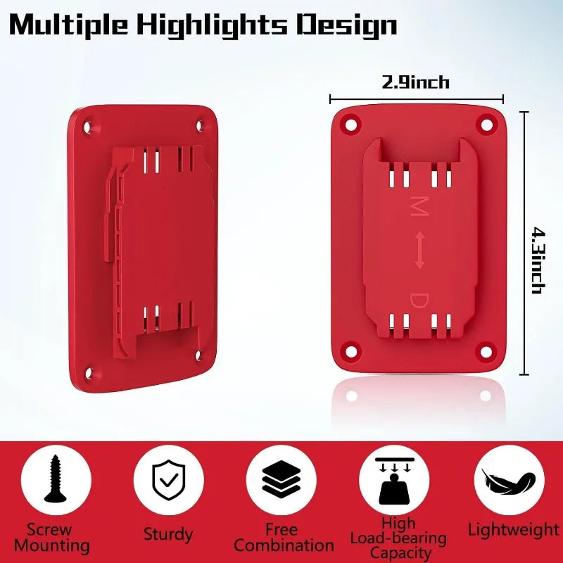 Red multiple highlights design tool holder rack for power tools with screw mounting and sturdy features