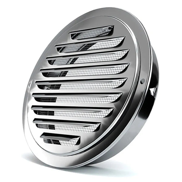 Stainless steel air vent grille designed for wall protection.