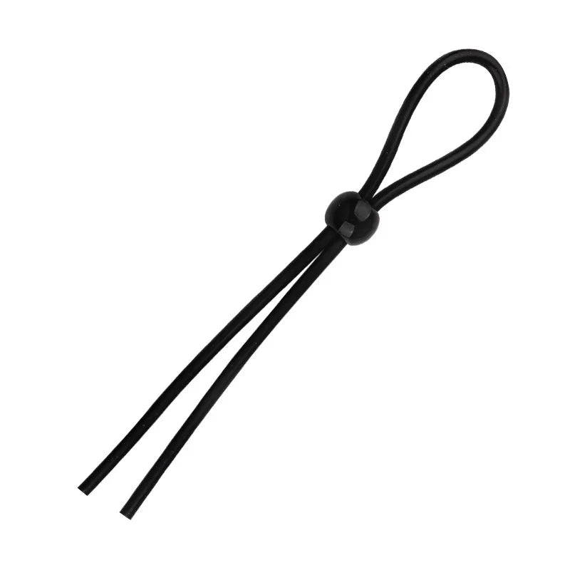 Black silicone erection enhancer ring with a loop design