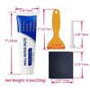 A tube of wall repair paste with an orange applicator and a black storage box.