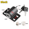 Black 2-in-1 sliding door window lock set with a key and various sized hardware components