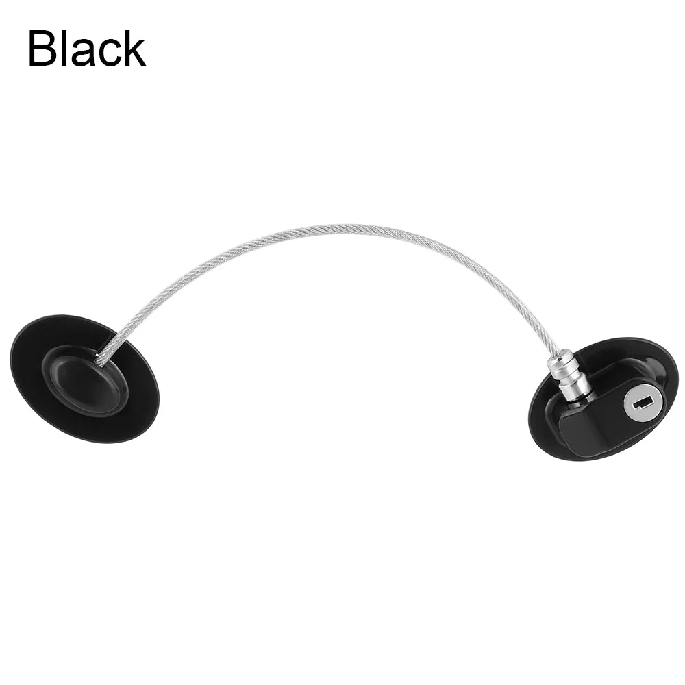 Schwarzer universeller Sicherheitsverschluss mit Draht-Loop und Verriegelungsmechanismus.