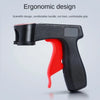 Pistola de pintura ergonómica negra y roja con mango para un agarre cómodo.