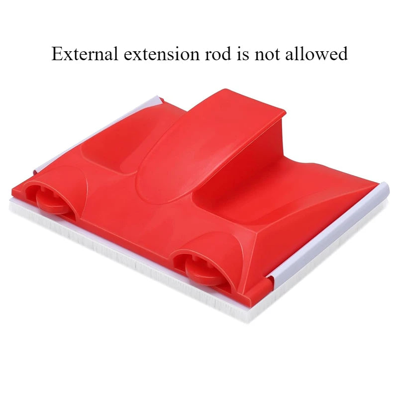 A red precision paint edger tool is shown with a white base, indicating that an external extension rod is not allowed.