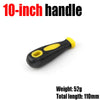 A black and yellow precision tool handle with a 10-inch grip, weighing 52g and having a total length of 110mm.
