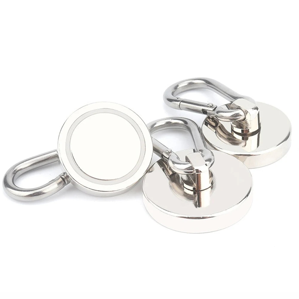 Silver heavy duty magnetic hooks with swivel carabiners for securing items
