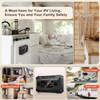A black dual gas detector for RVs monitors carbon monoxide and propane safety.