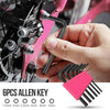 A hand holds a pink Allen key and a set of 6 pieces of Allen keys with sizes ranging from 1.5mm to 5mm.