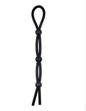 Black silicone erection enhancer ring with a loop design