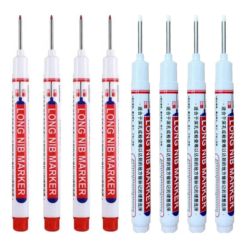 A set of long nib marker pens used for precision perforating and deep hole marking.