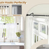 A set of matte black heavy duty curtain rods and accessories including grommets, tab top, and rod pocket for fitting curtains