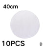 A circular white silicone steamer mat with a 40cm diameter, sold as 10 pieces.