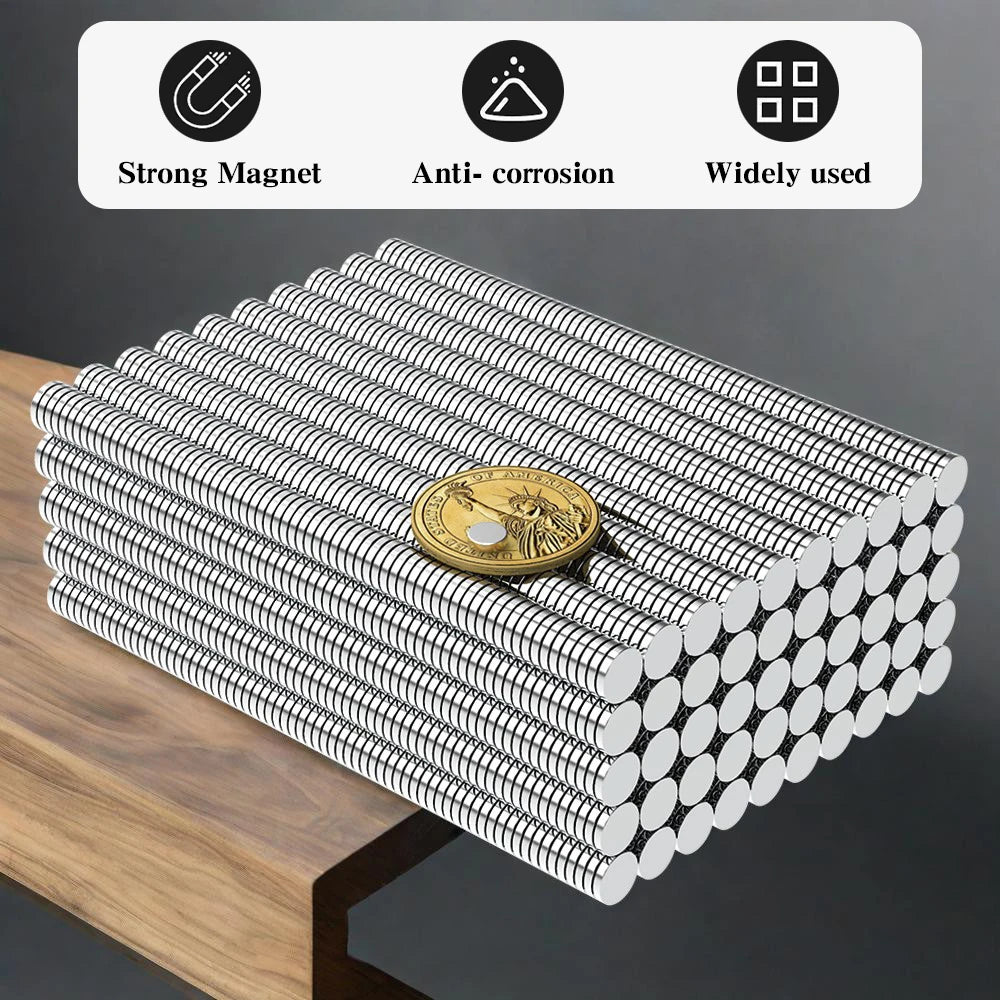 A close-up view of a rectangular strip of precision refrigerator magnets with a silver and black design.